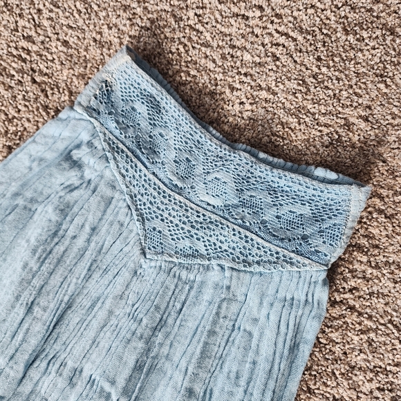 New Free People Jen's Pirate Booty Blue Gauze Maxi Skirt - Picture 4 of 12